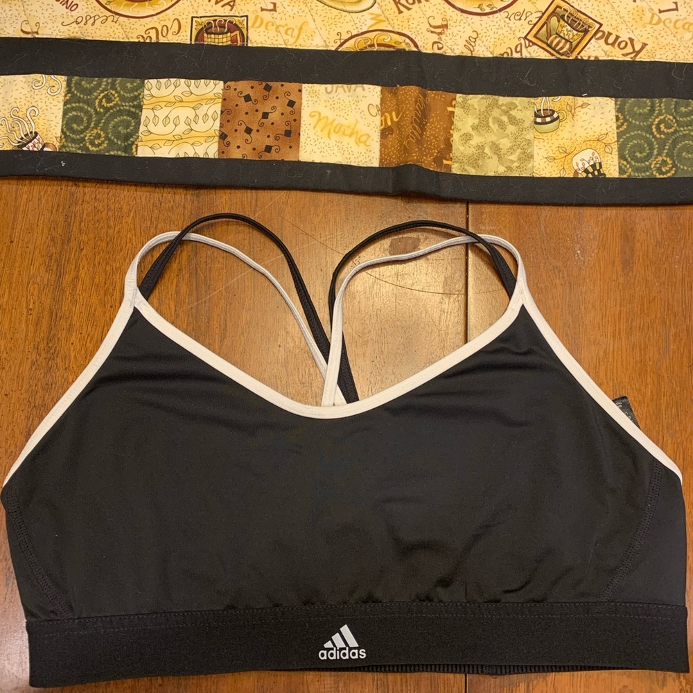 Black and white Adidas sports bra